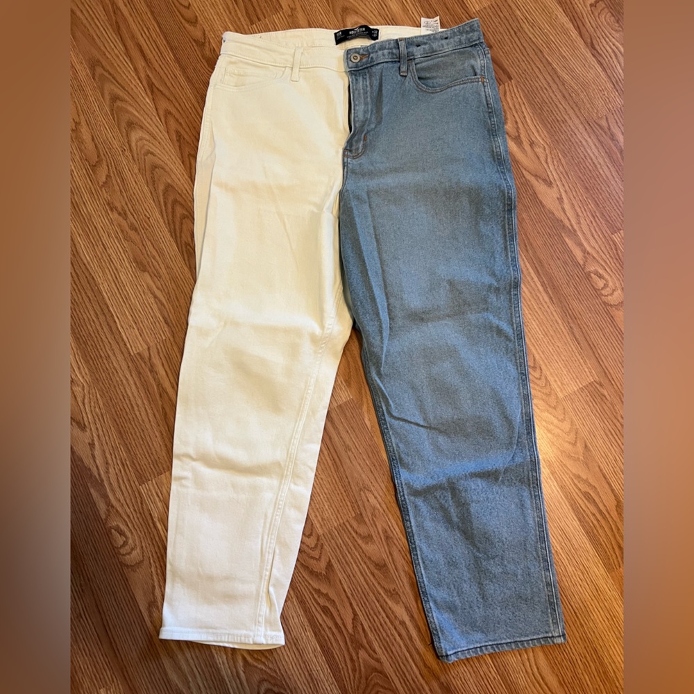 Hollister Cream and Denim Blue Jeans
